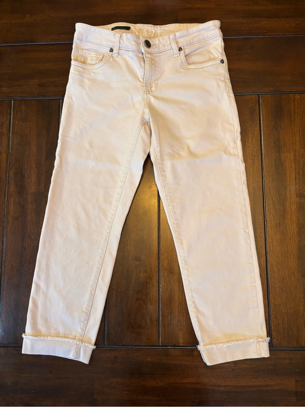 Kut from the Kloth AMY Very Pale Pink Cropped Straight Leg Cuffed Jeans Size 6